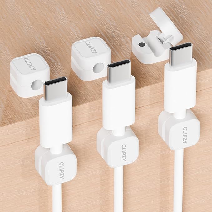 Clipzy 6 Pack Magnetic Cable Clips & Cord Holder, Under Desk Cable Management by Unknown