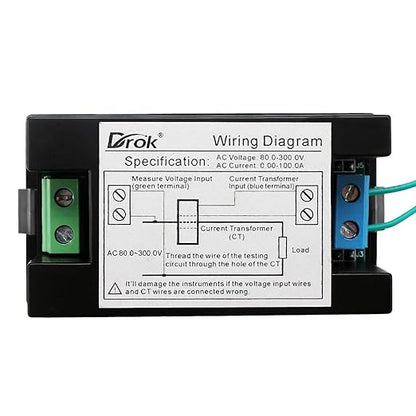 DROK AC Meter, AC 80-300V 100A Voltage Current Power Factor Frequency Electric - Image 3