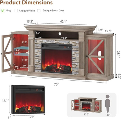 QUW Electric Fireplace TV Stand, Modern TV Console Table - Image 4