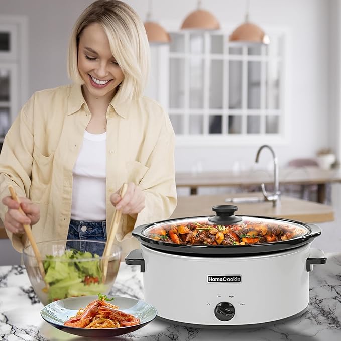HOMECOOKIN 8 Quart Slow Cooker Oval Manual Pot Food Warmer - Image 5