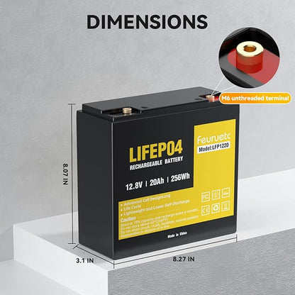 12V 20Ah Deep Cycle LiFePO4 Battery, 12 volt lithium phosphate battery - Image 2