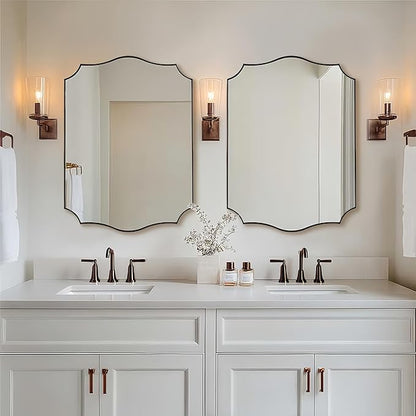 ANDY STAR Scalloped Bathroom Mirror, Antique Bronze Decorative Bathroom Mirrors - Image 3