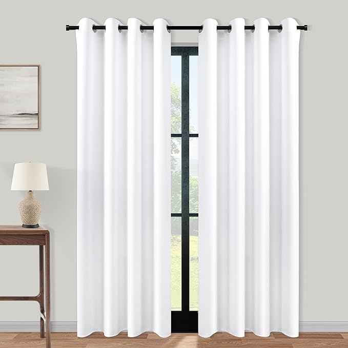 KOUFALL 52x92 Inch Length White Blackout Curtains by KOUFALL