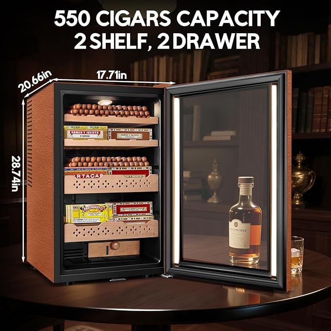 Tylza Leather Trim Cigar Humidor, 70L Cigar Humidor Cabinet - Image 6