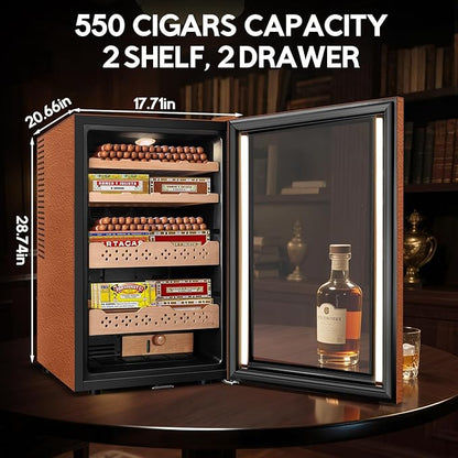 Tylza Leather Trim Cigar Humidor, 70L Cigar Humidor Cabinet - Image 6