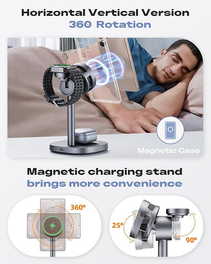 Magnetic Wireless Charger for Samsung, Qi2 Certified Fast 15W 3 in 1 Charging - Image 4