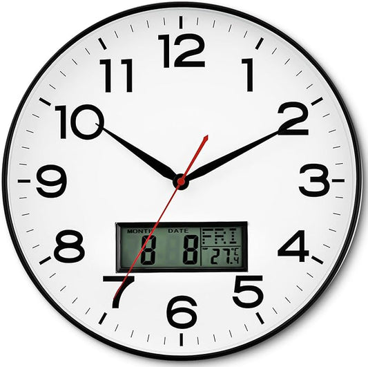 AKCISOT Wall Clock 12 Inch, Non-Ticking Silent Battery Operated Analog by Akcisot