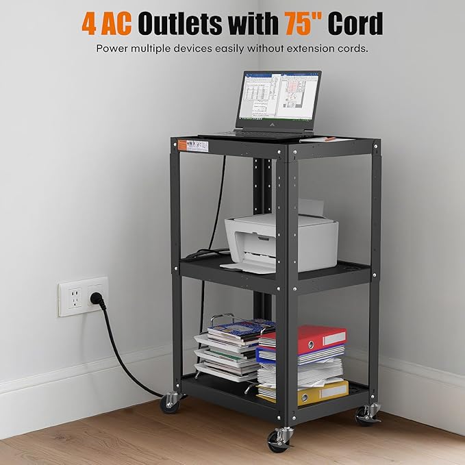 3 Shelf Metal Utility Cart - Image 6