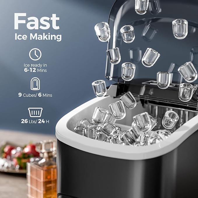 Ice Makers Countertop, 9 Cubes in 6 Mins, Portable Ice Maker Machine - Image 2