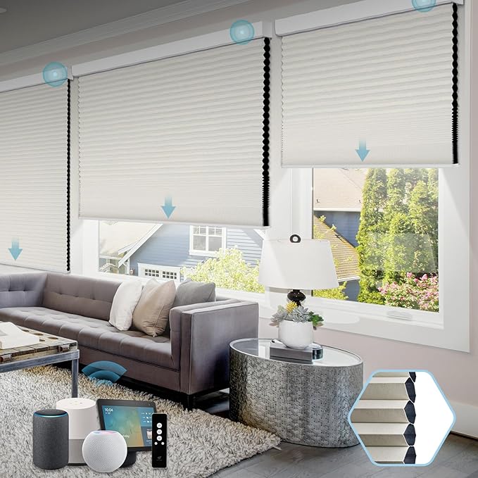 SmartWings Motorized Cellular Shades, Honeycomb Blinds Compatible by SmartWings