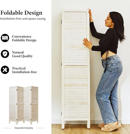 Room Dividers and Folding Privacy Screens, Wood Louvered Separators Divider Wall - Image 3