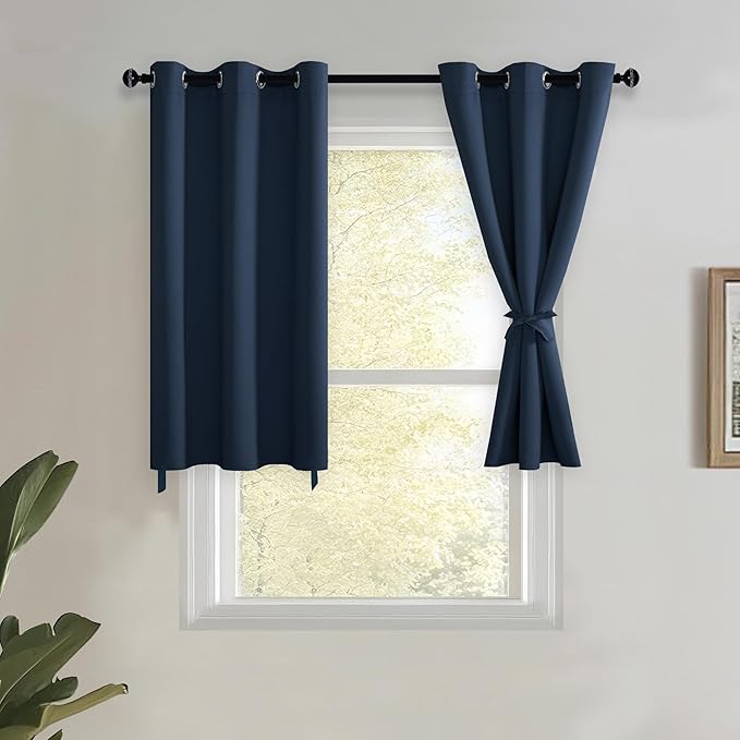 JIUZHEN Short Curtains Kitchen Half Window Blackout Curtains by JIUZHEN