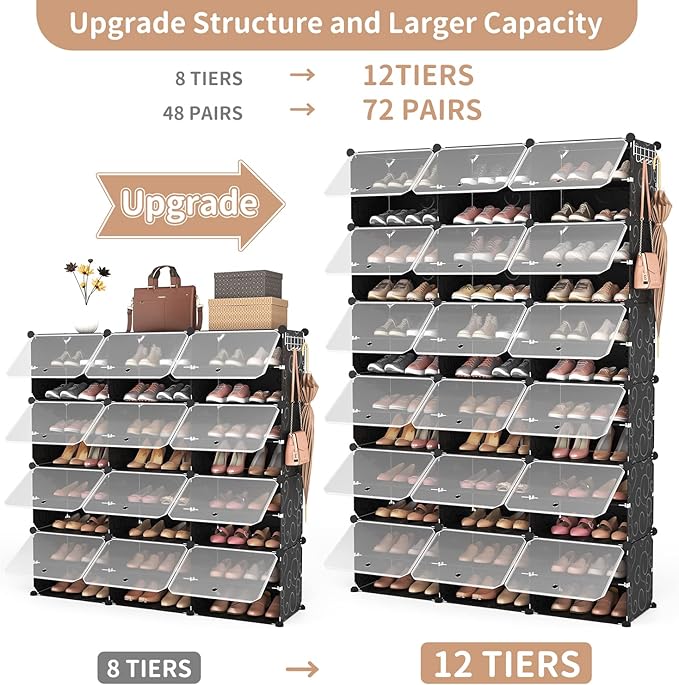 ROJASOP Portable Shoe Rack Organizer, 72 Pairs Covered Shoe Rack Shoe Organizer - Image 4