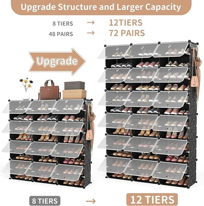 ROJASOP Portable Shoe Rack Organizer, 72 Pairs Covered Shoe Rack Shoe Organizer - Image 4