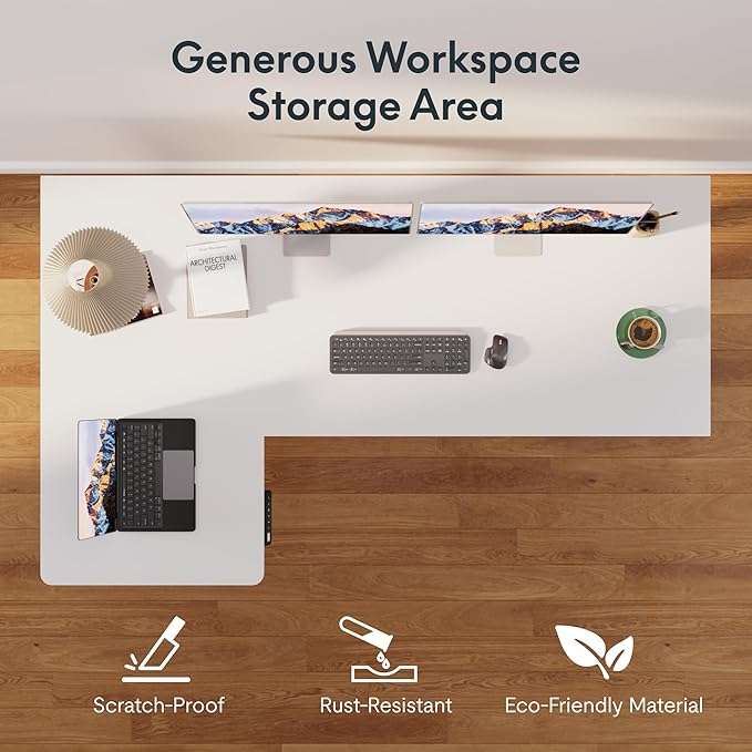 SANODESK 4-Leg L Shaped Standing Desk, Electric Height Adjustable Desk - Image 7
