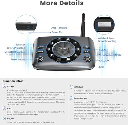 Hands-Free Intercoms Wireless for Home Business, Wuloo Upgrade Two Way Audio - Image 9