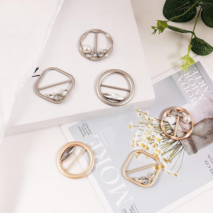 T-Shirt Clips 9 PCS, Clothes Corner Knotted Button, Fashion Alloy Pearl - Image 2