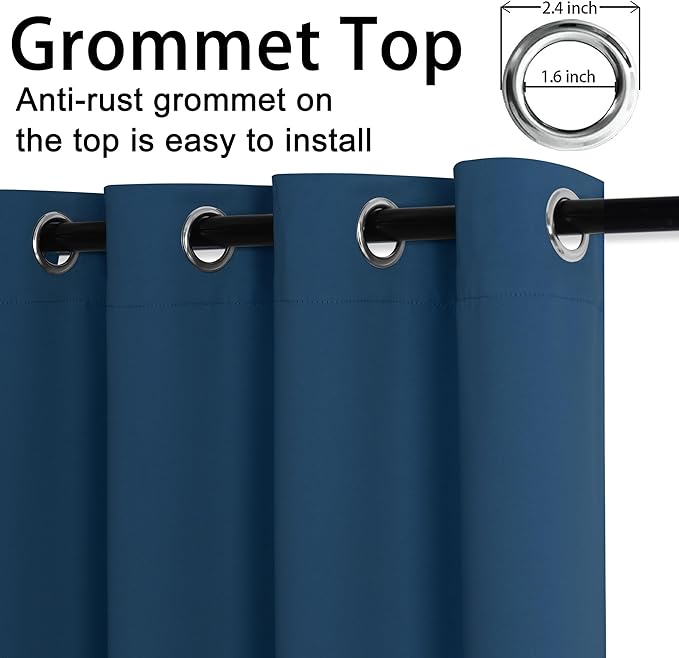 JIUZHEN Blackout Curtains with Tiebacks-Thermal Insulated, Light Blocking and - Image 5
