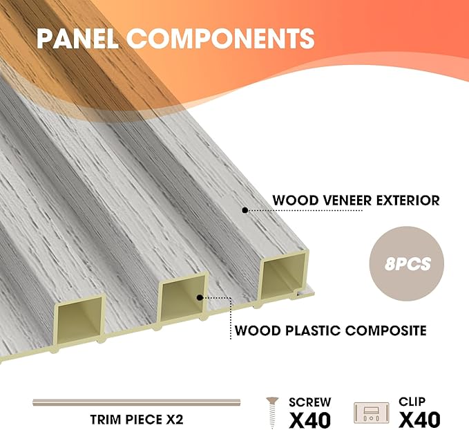 OUZUGIE WPC Acoustic Slat Wall Paneling, Living Room, TV Background, Study Room - Image 4