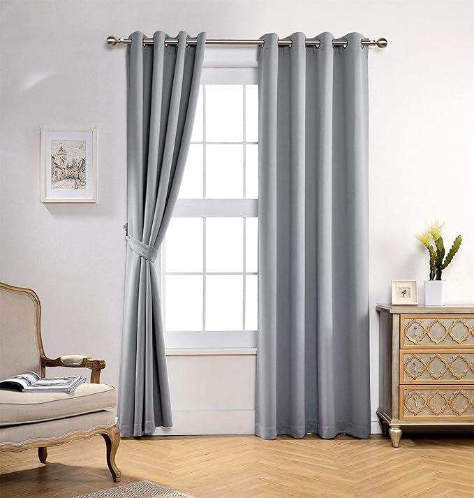 MIUCO Room Darkening Soild Grommet Blackout Curtains - Image 2