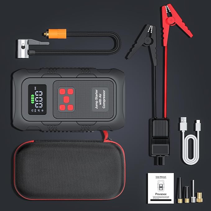 HPBS 6000A Jump Starter with Air Compressor, Portable Car Battery Jump Starter - Image 7