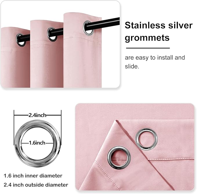DWCN Blush Pink Blackout Curtains - Image 4