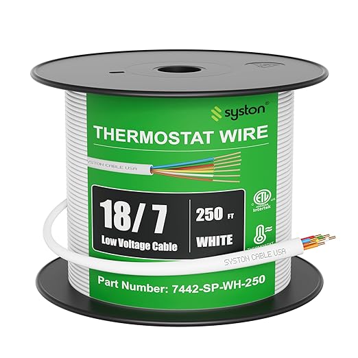 Syston 18/7 Thermostat Doorbell HVAC Heating Control Cable Wire, 100% Solid by SystonCableTechnology