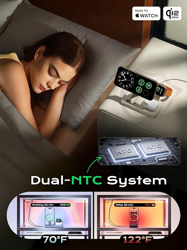 THREEKEY 3 in 1 iPhone 17 Charging Station, MagSafe Charger Compatible - Image 7