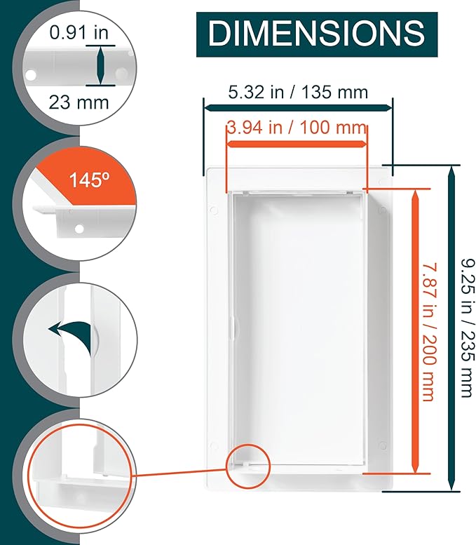 4" x 8" White Plastic Access Panel. Service Shaft Door Panel. Plumbing - Image 2