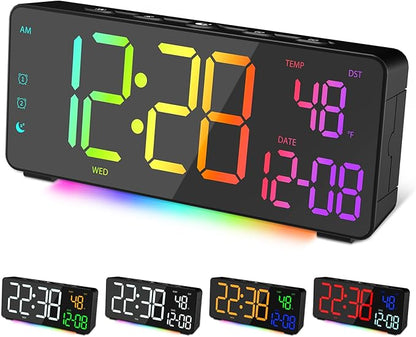EVILTO Digital Alarm Clocks for Bedrooms, RGB Desk Clock by EVILTO