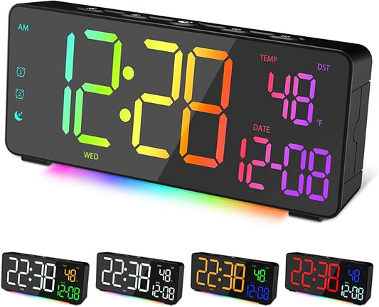 EVILTO Digital Alarm Clocks for Bedrooms, RGB Desk Clock by EVILTO