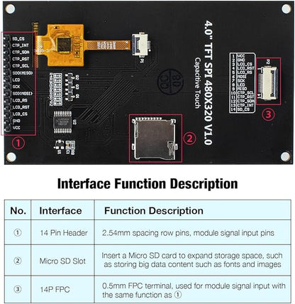 Hosyond 4.0 Inch 320x480 TN Capacitive Touch Screen LCD Display Module SPI - Image 2