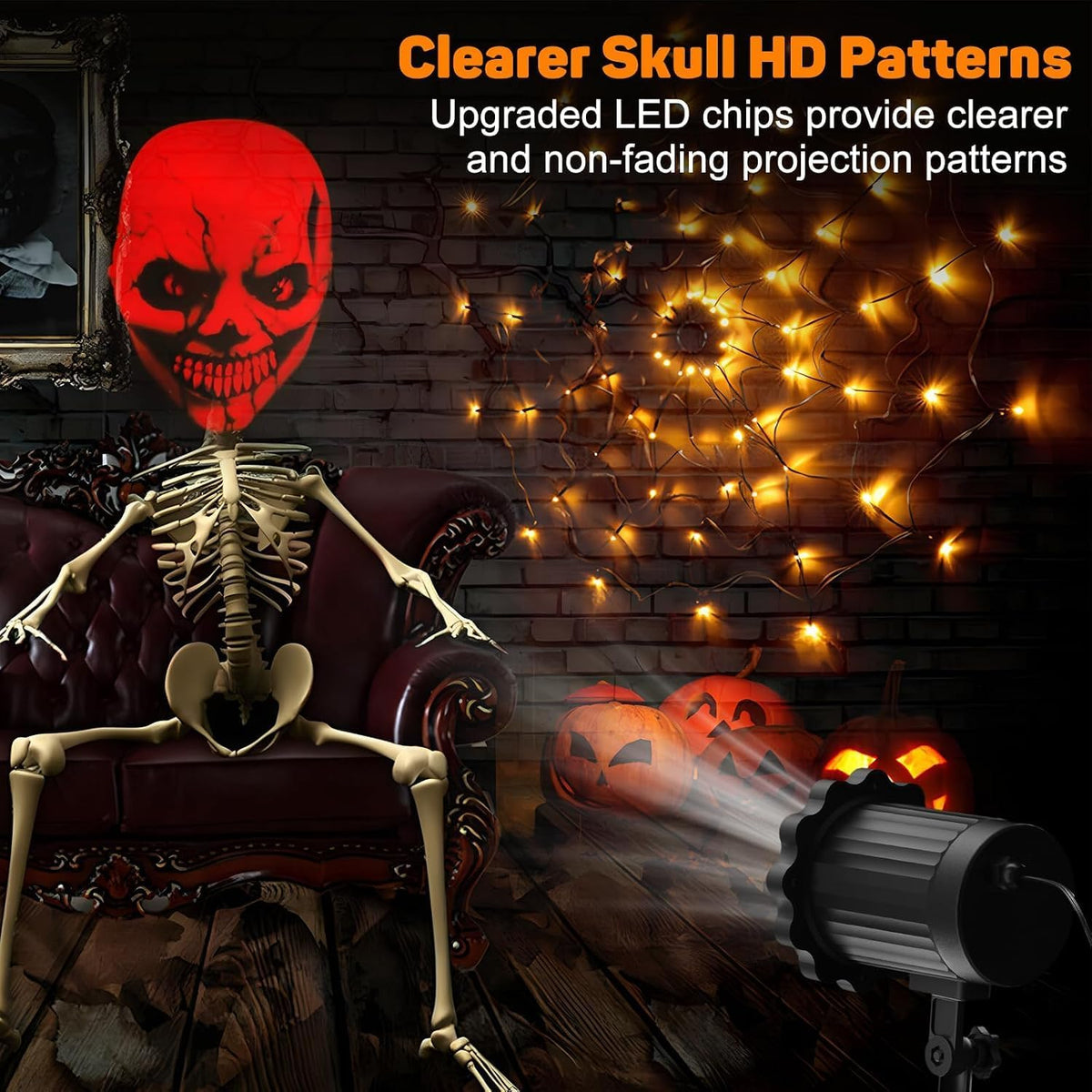 Halloween Projector Lights Outdoor,Skull Halloween Projector for Yard