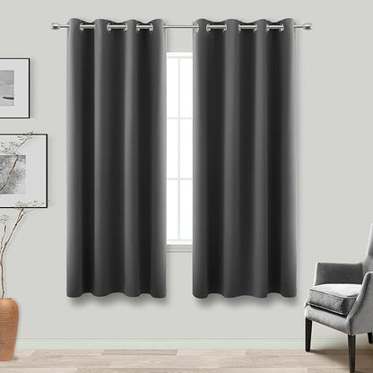 KOUFALL 64 Inch Curtains for Bedroom 2 Panel Set Grommet, Light Blocking by KOUFALL