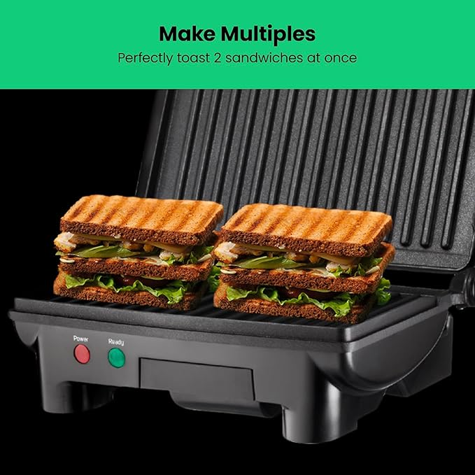 Chefman Electric Panini Press Grill, Compact 2-Slice Sandwich Maker, Non-Stick - Image 5