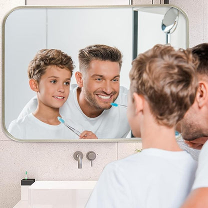 22x30 Inch Brushed Nickel Bathroom Mirror, Framed Rectangle Mirror - Image 3