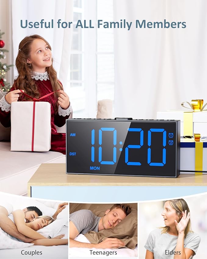 Digital Alarm Clock for Bedroom Heavy Sleepers, 7.5''Large Display, 2 Alarms - Image 7