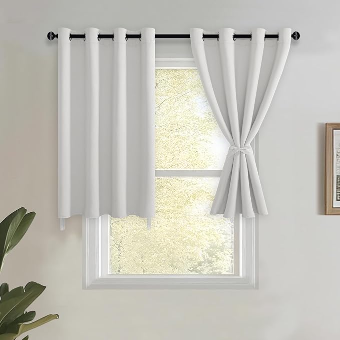 JIUZHEN Short Curtains Kitchen Half Window Blackout Curtains by JIUZHEN