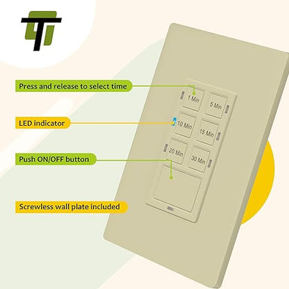 TG Countdown Timer Switch for Bathroom Fans and Household Lights, - Image 5