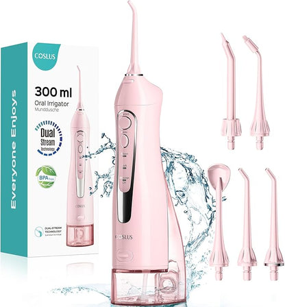 COSLUS Water Dental Flosser Teeth Pick: Portable Cordless Oral Irrigator 300ML by COSLUS