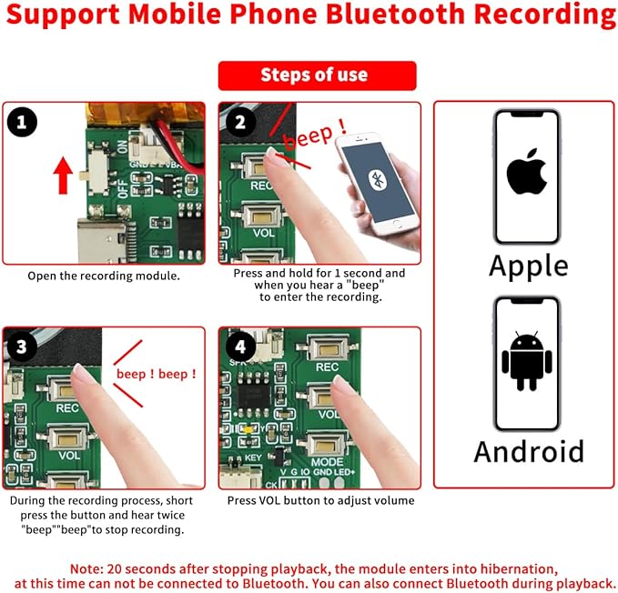 Bluetooth & MIC Recording Audio Sound Module, 8MB Voice Chips - Image 4