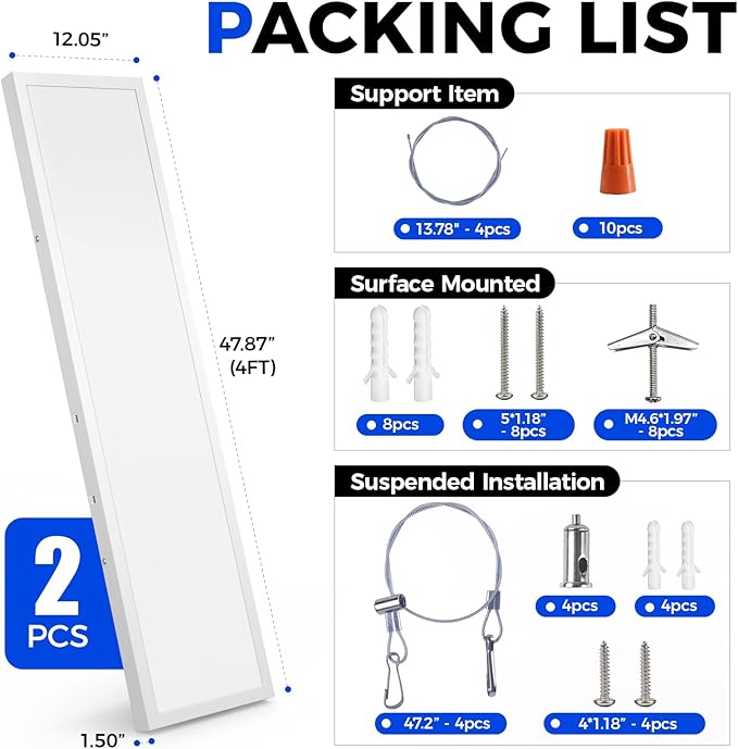 Barrina 1x4 LED Flat Panel Light, 8640LM 72W, 0-10V Dimmable, Brightness & 5CCT - Image 8