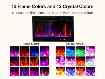 Electric Fireplace Insert 30" Realsmart 1500W Wall Mounted Fireplaces Recessed - Image 3