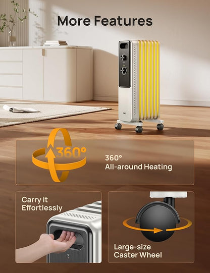 DREO Radiator Heater, Dual Knobs, 8 Safety Protection, 1500W Electric Space - Image 8