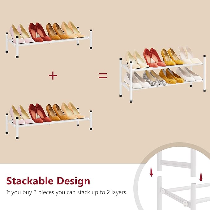 Tajsoon Expandable Shoe Rack for Closet 1 Tier, 28“-41“Adjustable & Stackable - Image 6
