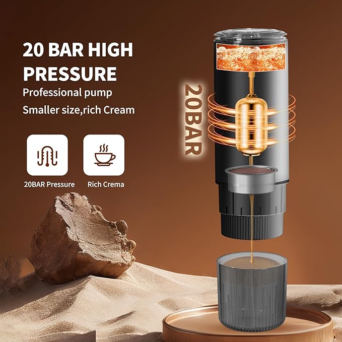 Leozora Portable Espresso Maker, 20Bar Professional Pressure, Stainless Steel - Image 3