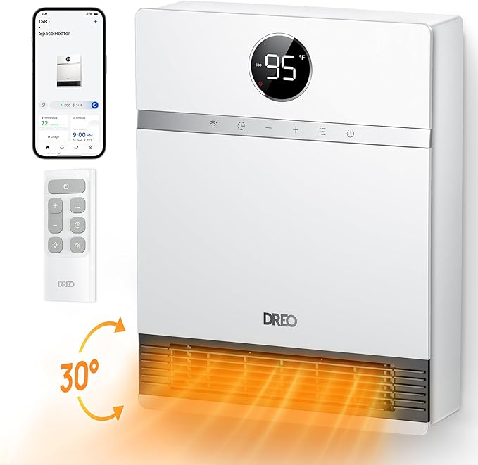 DREO Smart Wall Heater, IP24 Electric PTC Space Heaters by DREO