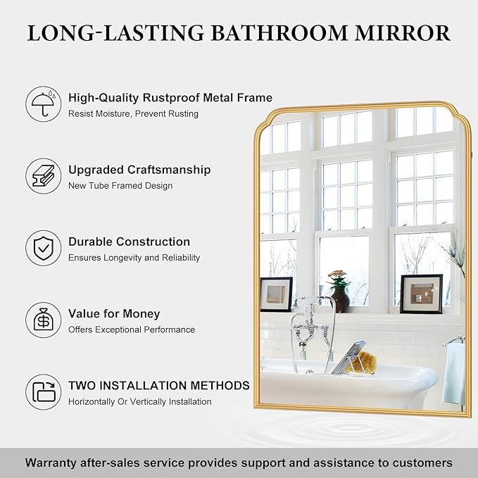 30X40 Inch Gold Bathroom Mirror - Image 7