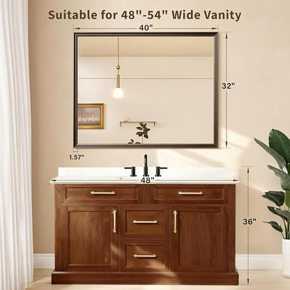 Retro Copper Effect Framed Wall Mirror, 32x40 Rectangle Mirror, - Image 2