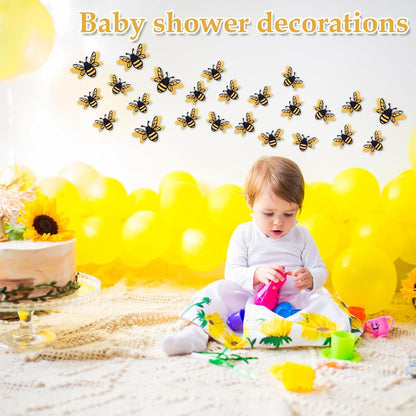 24pcs 3D Bee Stickers, 2 Sizes Tiny Ornaments for Honey Bee Party Wall Decor, Crafts, Embellishments, Clings - Perfect Decorations for Home Windows Parties